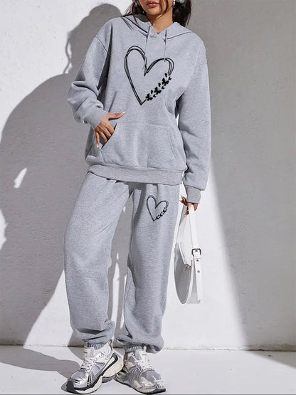 Sharon | Trendy Hoodie & Joggers Tracksuit Set Love - Ideaal voor Herfst/Winter