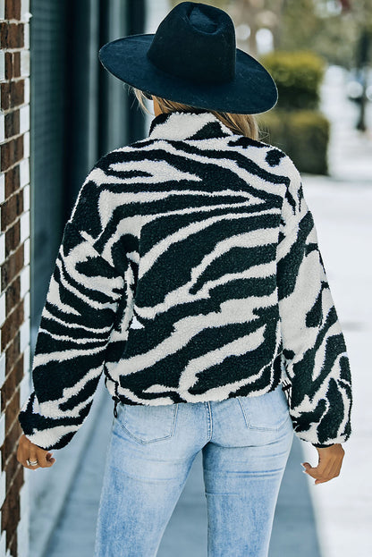 Chika | Speels pluche jasje met zebraprint