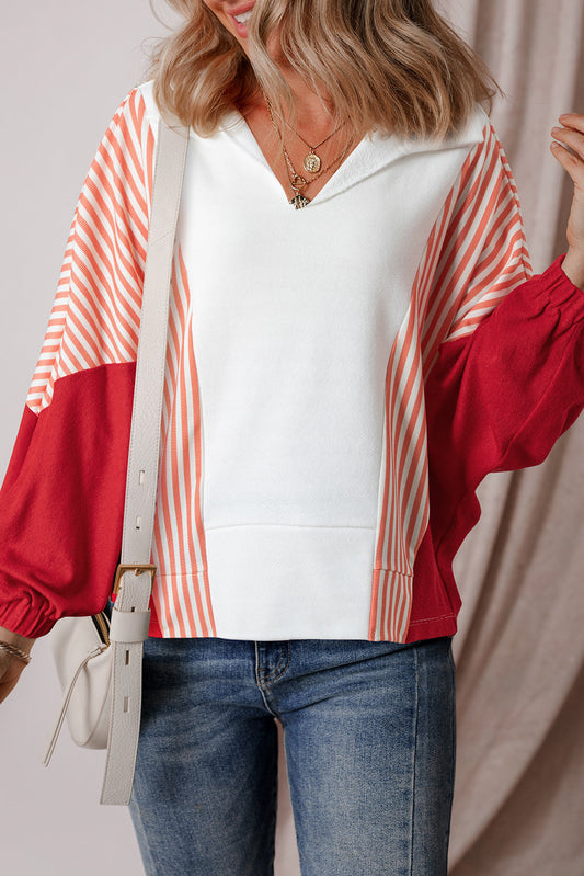 Vale - Sweatshirt met oversized strepen en contrasterende V-hals