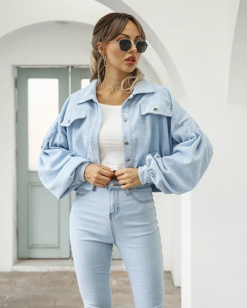 Otilia Jacket | Chic Short Denim Jacket with Puffed Sleeves