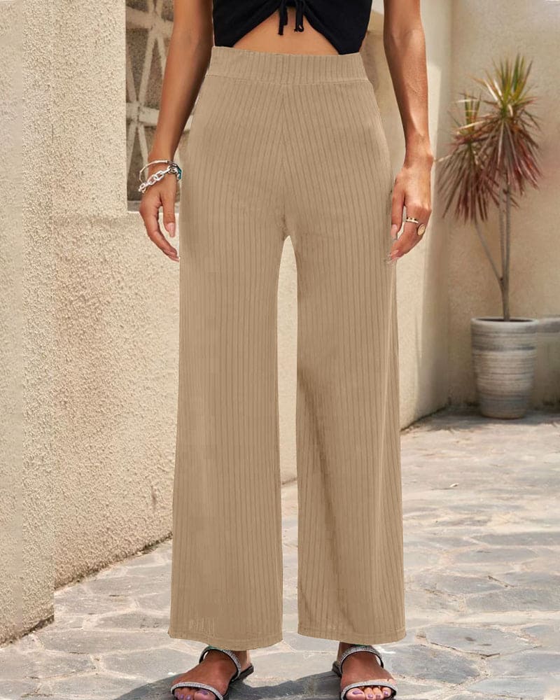 Anna | Hoge Taille Geribbelde Broek | Comfort en Stijl | Stretch Stof