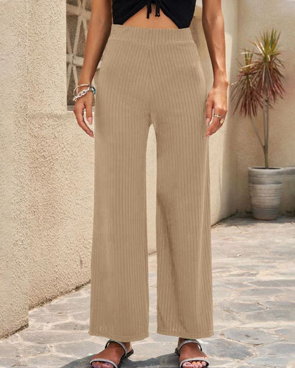 Anna | Hoge Taille Geribbelde Broek | Comfort en Stijl | Stretch Stof