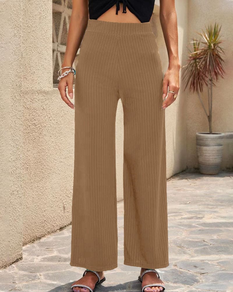 Anna | Hoge Taille Geribbelde Broek | Comfort en Stijl | Stretch Stof