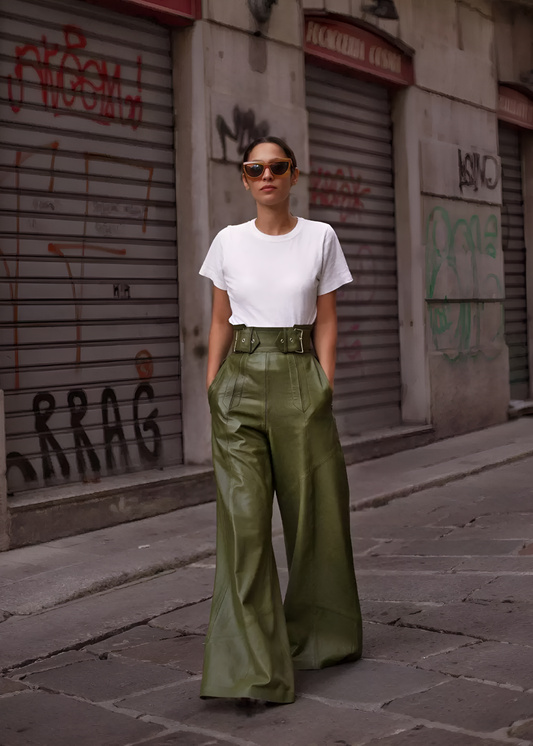 Sophia | High-Waisted Leren Broek | Modieuze Statement | PU-Leder