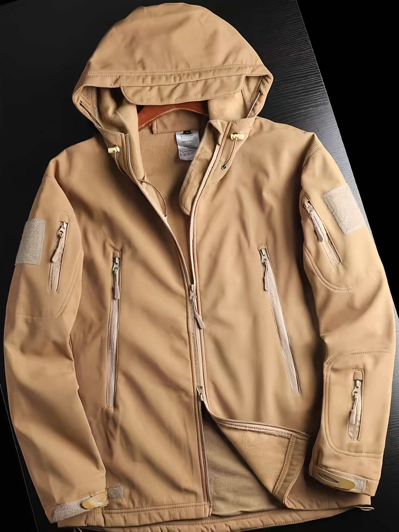 Warme Unicoloured Windproof Outdoor Jas Met Zakken Voor Mannen | Perfect voor buitenactiviteiten