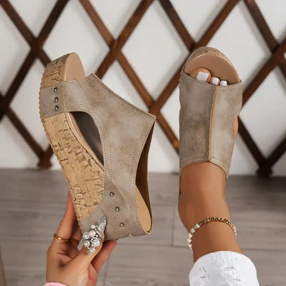 Barbara® | Leren platformsandalen