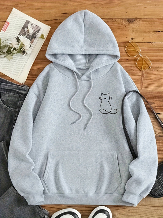 Sharon | Sweatpullover Hoodie met kattenprint voor dames Perfect om elke dag te dragen