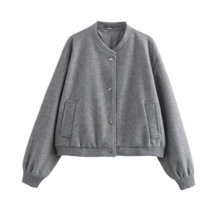 Wustina Jacket | Chic Short Wool Bomber Jacket