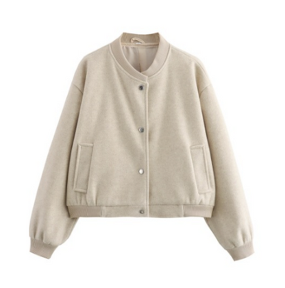 Wustina Jacket | Chic Short Wool Bomber Jacket