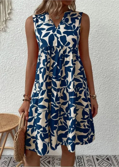 Elegante zomerjurk met V-hals en vrouwelijke silhouet
