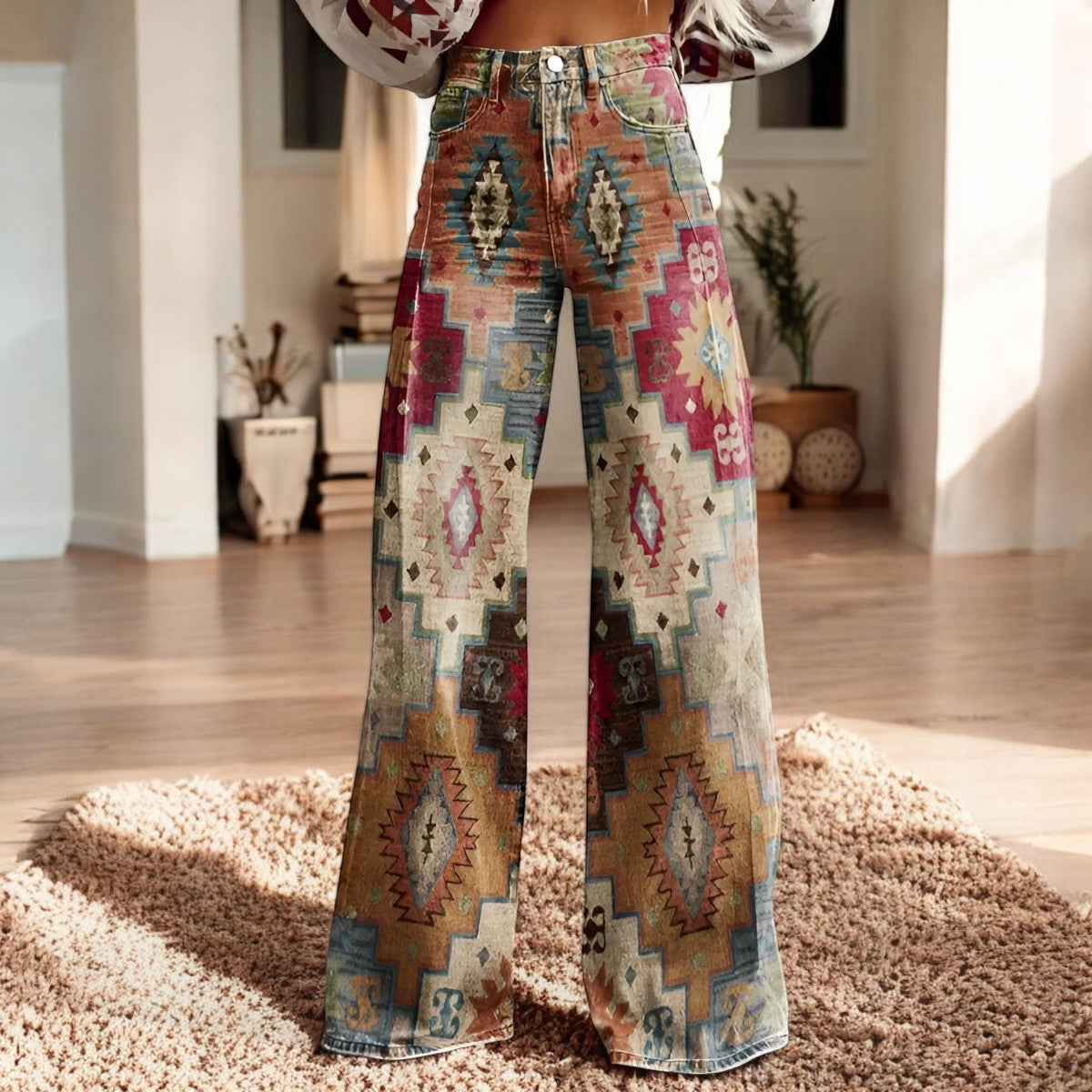 Luna | Wijde Broek met Bloemenprint | Boho Chic | Zachte Stof