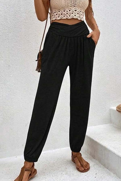 Temperament casual losse zak hoge taille broek