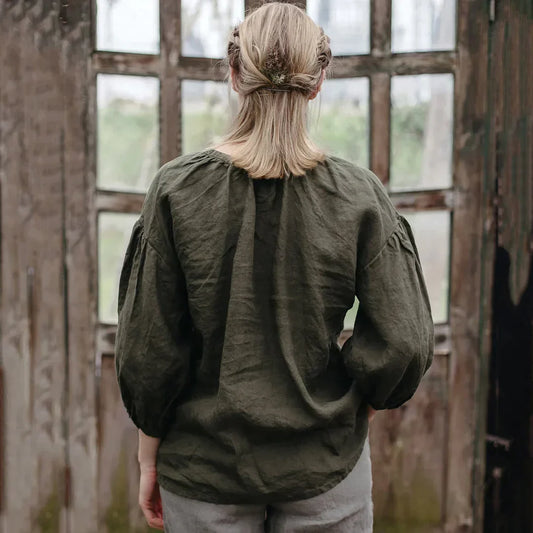 Jazmy - Blouse en lin à manches longues pour femme