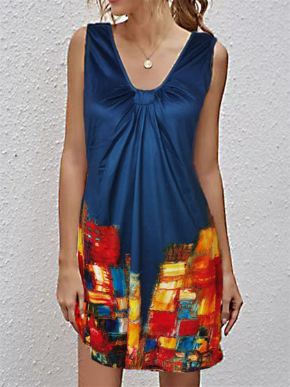 Zomerjurk met V-hals en sexy print