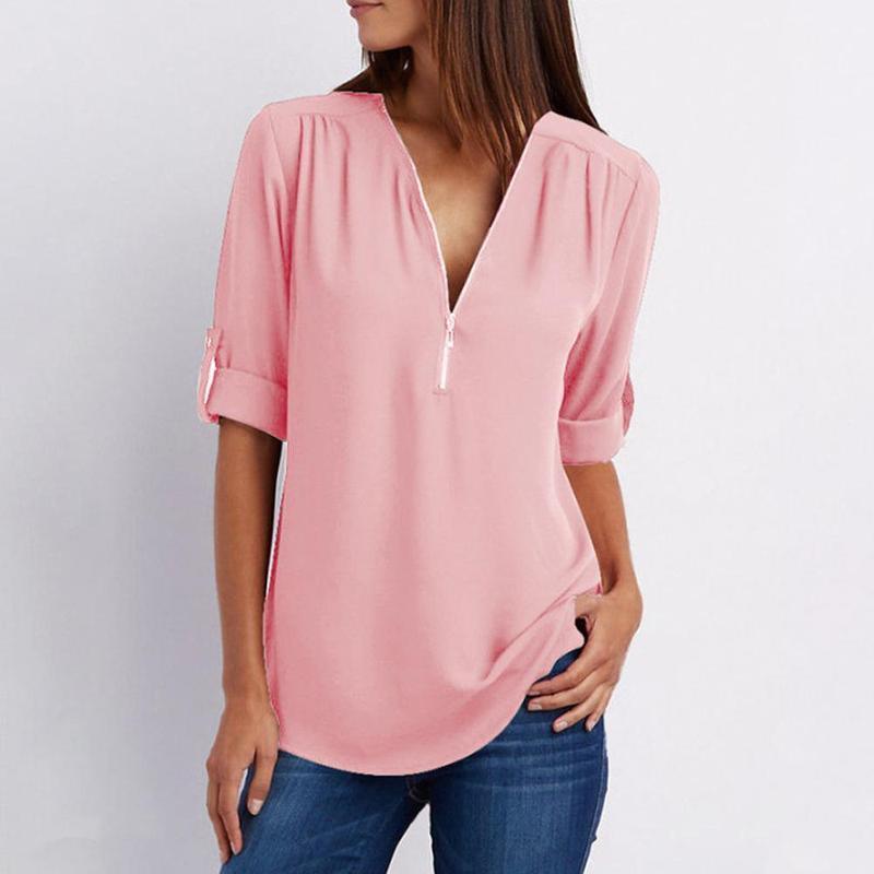 1+1 GRATIS | Blouse met casual ritssluiting | Frieda Blouse