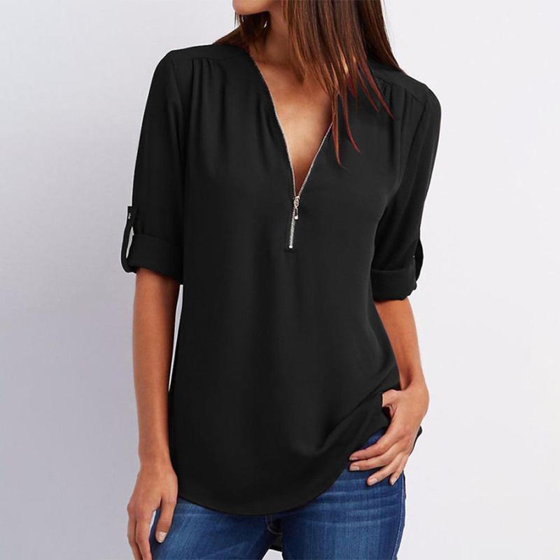 1+1 GRATIS | Blouse met casual ritssluiting | Frieda Blouse