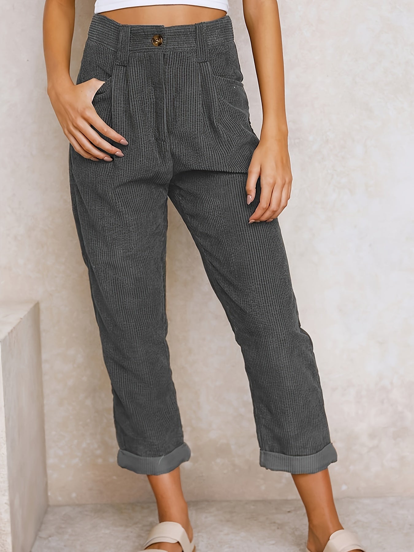 Corduroy broek met rechte pijpen voor dames