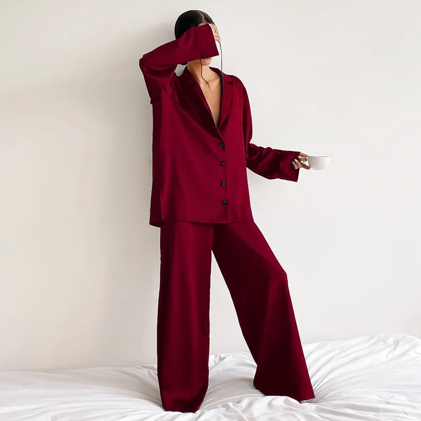 Zijdeachtige elegantie oversized pyjamaset - Belen