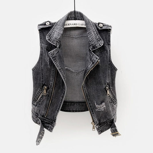 Zwart denim gilet voor dames