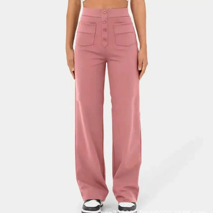 Broek met wijde pijpen en hoge tailleband voor dames