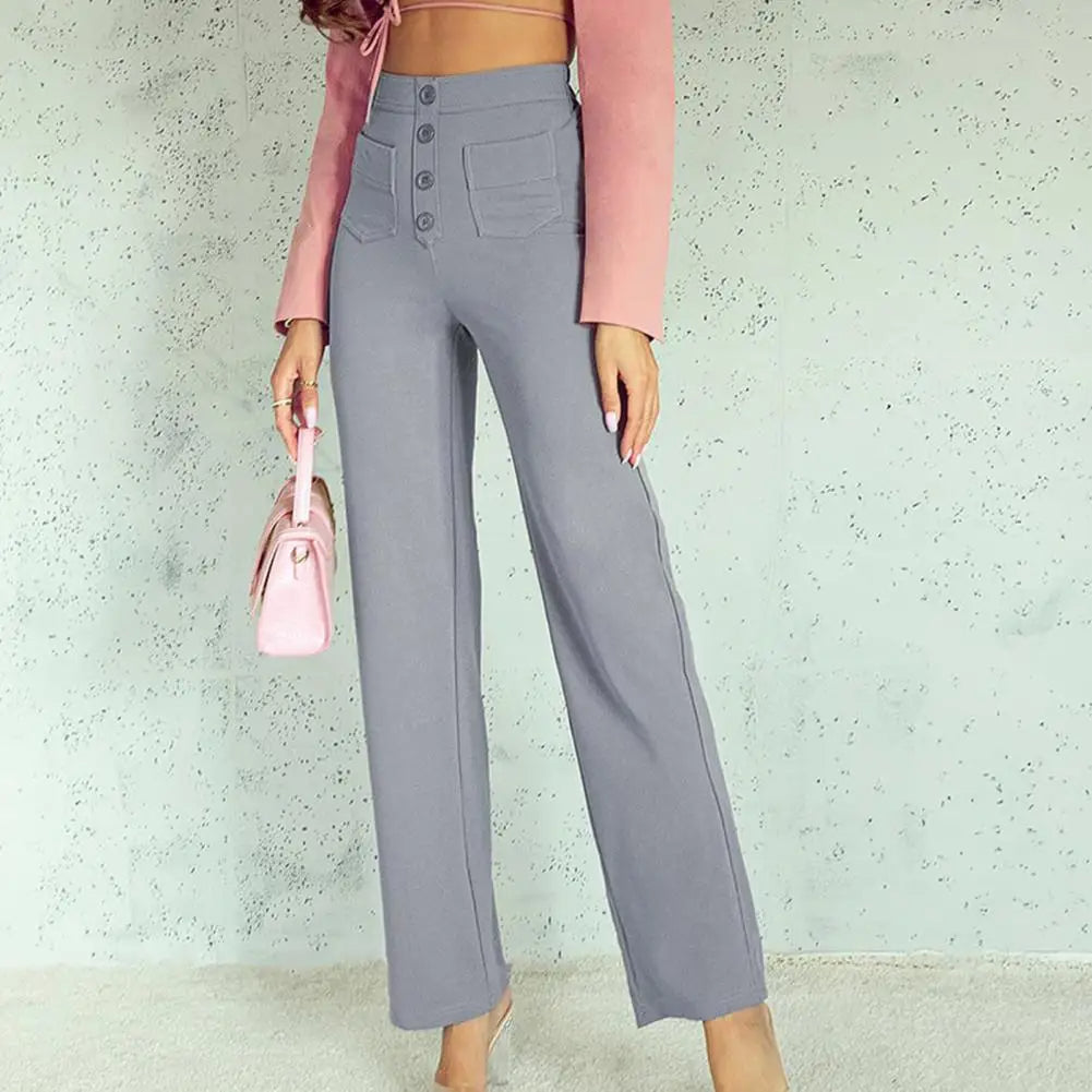 Broek met wijde pijpen en hoge tailleband voor dames
