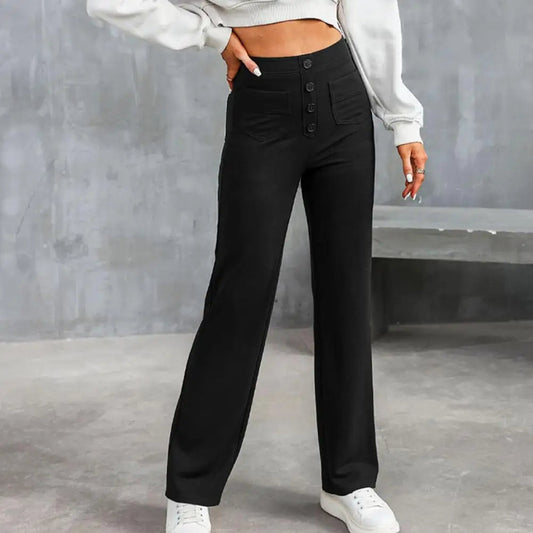 Broek met wijde pijpen en hoge tailleband voor dames