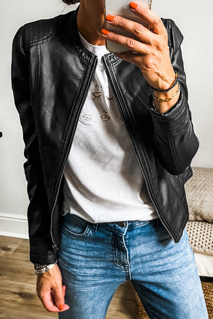 Xareni Jacket | Women's Faux Leather Bomber Jacket