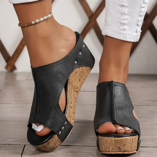 Barbara® | Leren platformsandalen