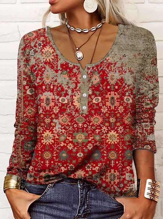 Ria - Elegante blouse met Aztekenmotief