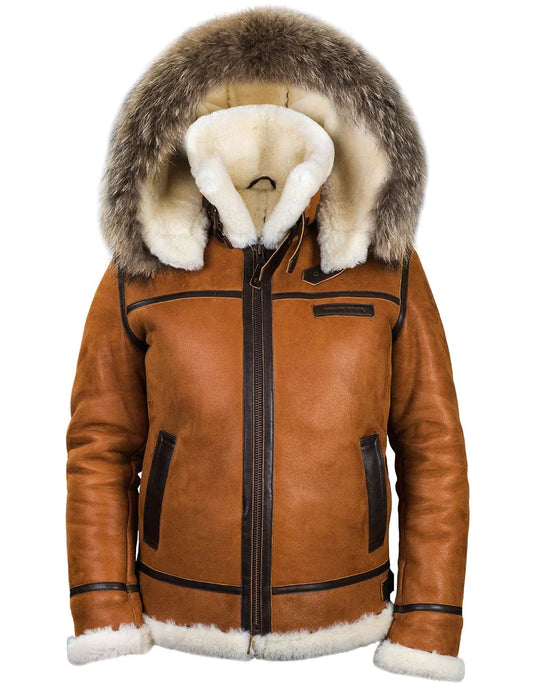 Warm leren bont winterjack met capuchon voor mannen | Perfect voor winterse buitenactiviteiten