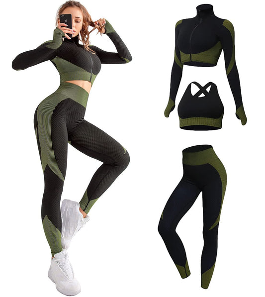 Naadloze actieve sportset (3-delig)