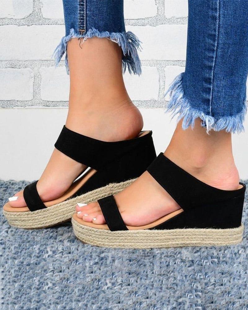 Eirini Sandals | Summer Straw Wedge Sandals