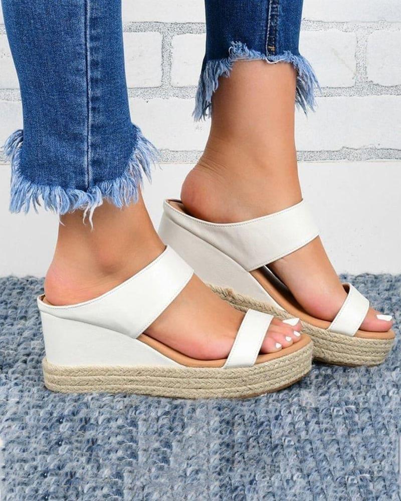 Eirini Sandals | Summer Straw Wedge Sandals