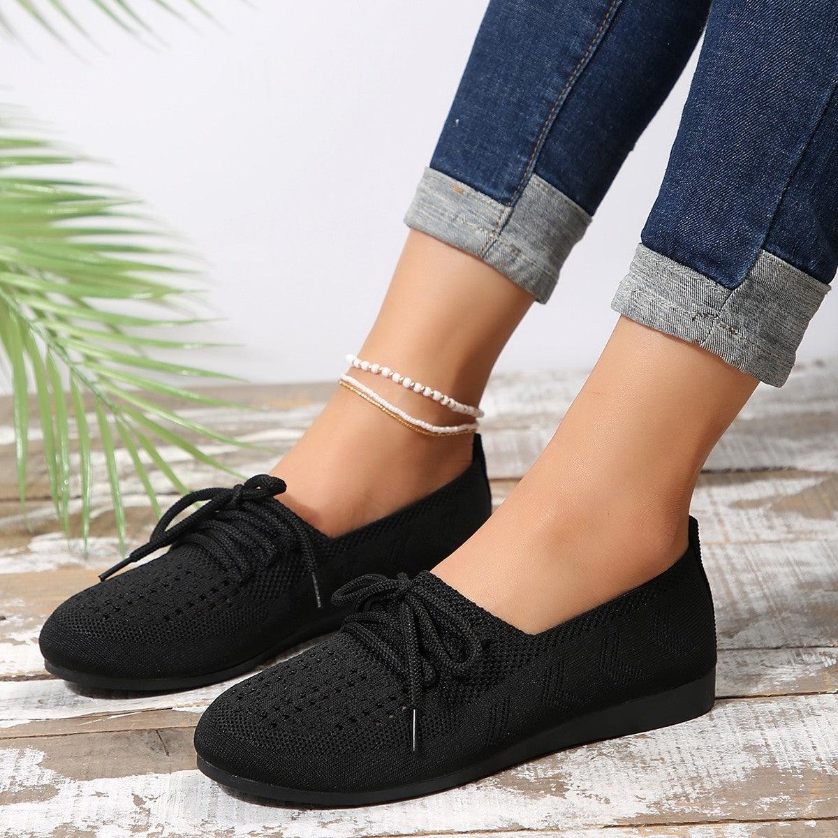 Elysia Loafers | Breathable Mesh Lace-Up Shoes