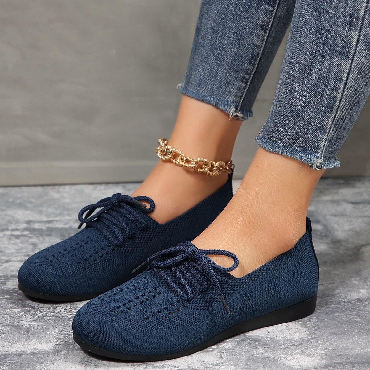 Elysia Loafers | Breathable Mesh Lace-Up Shoes