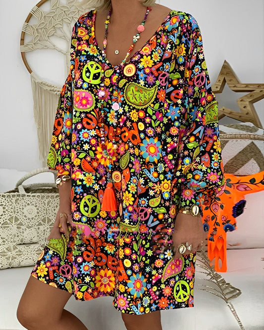 - Multicolour stijlvolle jurk