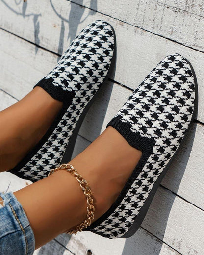 Evita Shoe | Summer Checked Soft Fabric Shoes