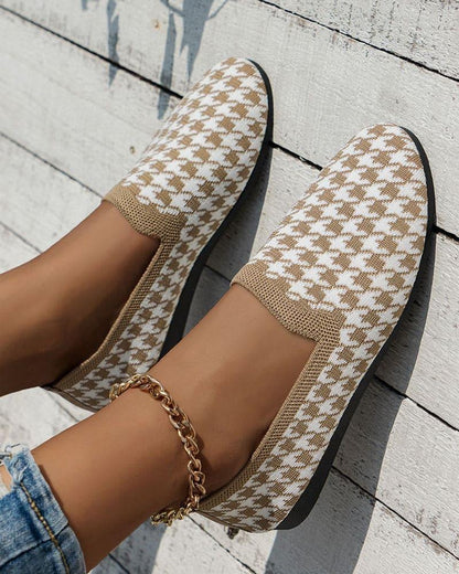 Evita Shoe | Summer Checked Soft Fabric Shoes