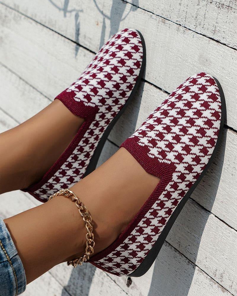 Evita Shoe | Summer Checked Soft Fabric Shoes