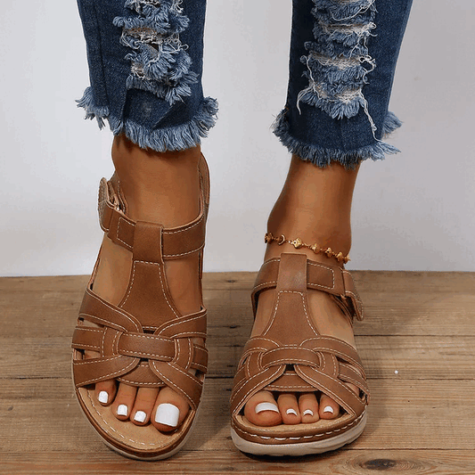 Comfortabele orthopedische sandalen van vintage leer
