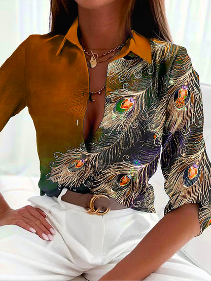 Blouse met verenpatroon voor dames
