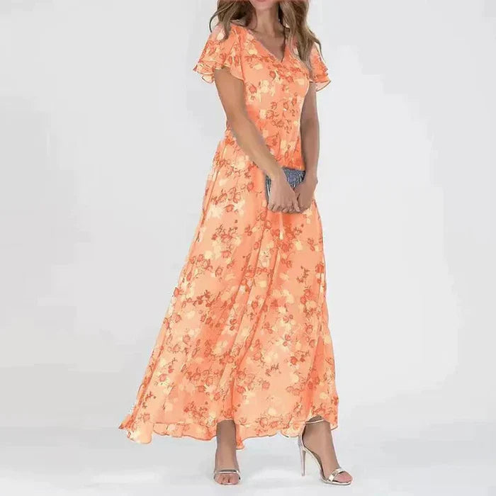 Yara | Lange zomerjurk met bloemenprint