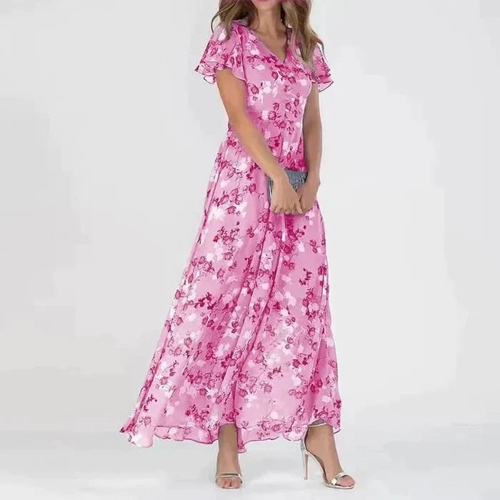 Yara | Lange zomerjurk met bloemenprint