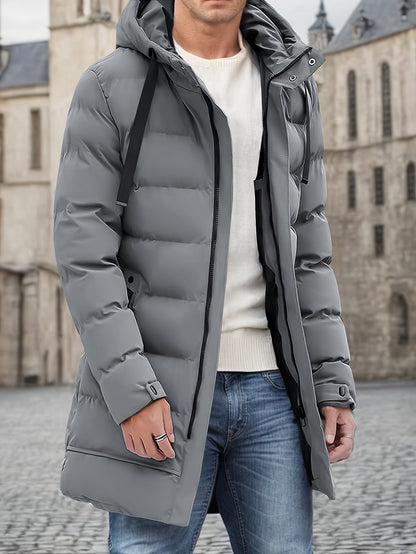 Casual Hooded Katoenen Materiaal Met Grote Zak En Koord Winterjas Voor Mannen | Perfect Voor Buitenactiviteiten