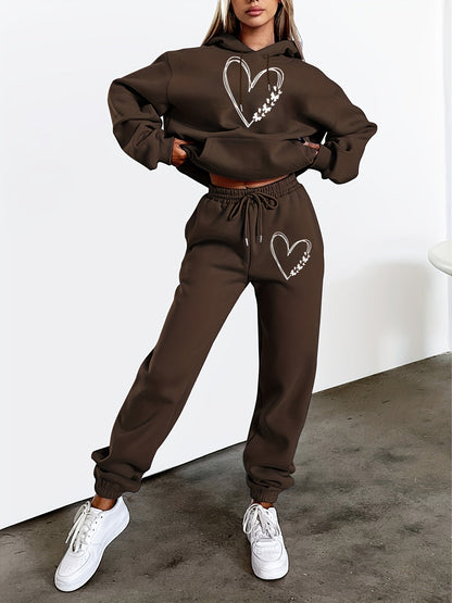 Sharon | Trendy Hoodie & Joggers Tracksuit Set Love - Ideaal voor Herfst/Winter