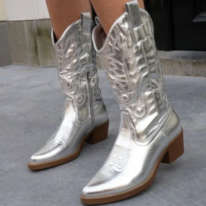 Fleur | Elegante metallic cowboy laarzen