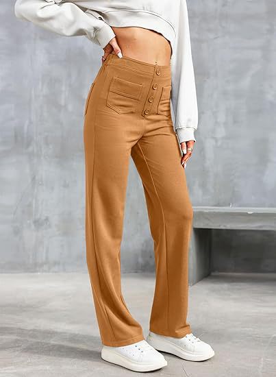 Luus | Stijlvolle high-waisted elastische casual broek