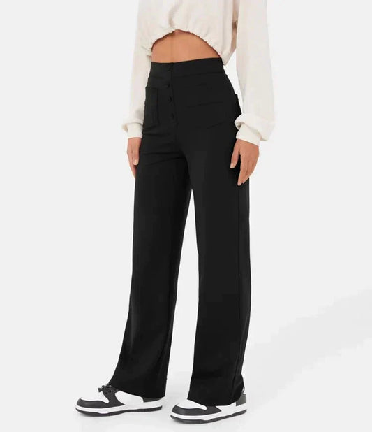 Broek met hoge taille en knopen aan de voorkant voor dames