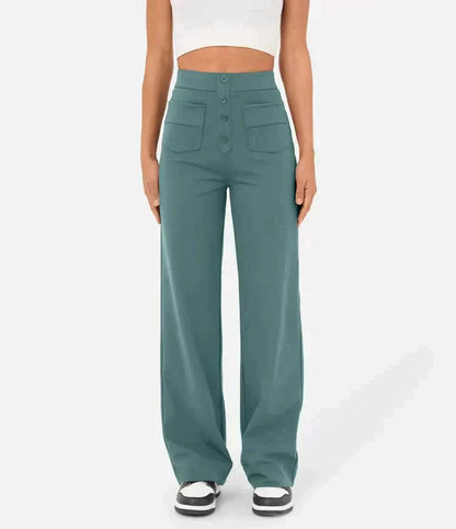 Broek met hoge taille en knopen aan de voorkant voor dames