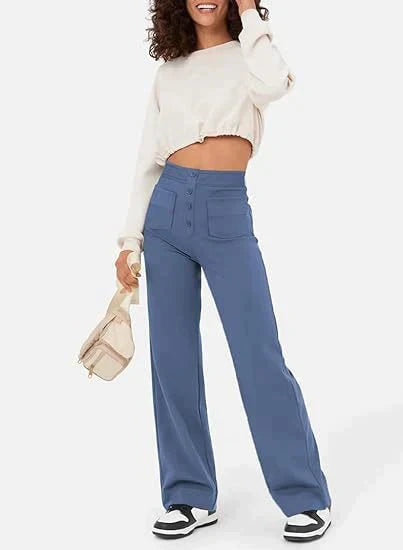 Broek met hoge taille en knopen aan de voorkant voor dames